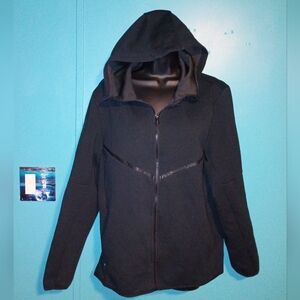 Russell Black Fusion Knit Hooded Zip Up Top